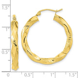 10k Polished & Textured Twist Hoop Earrings-WBC-10TC403