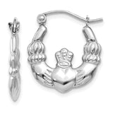 10k White Gold Claddagh Hoop Earrings-WBC-10TC498