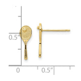 10K Mini Tennis Racquet w/Ball Post Earrings-WBC-10TC614