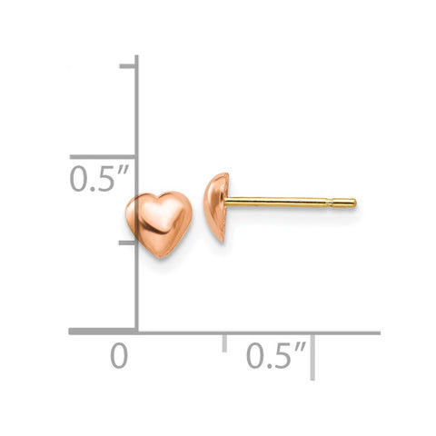 10K Rose Gold Polished Heart Post Earrings-WBC-10TE597R