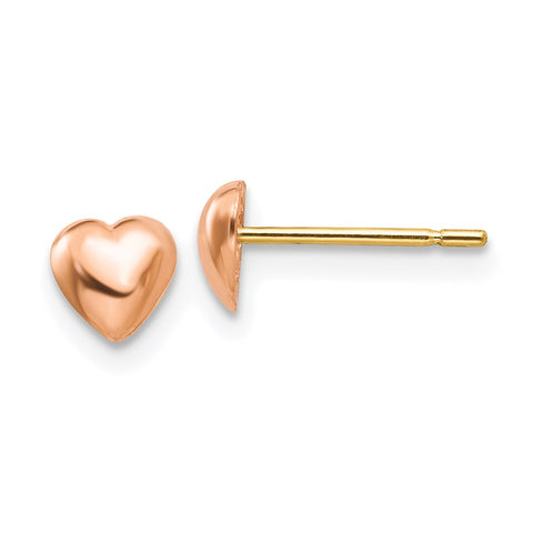 10K Rose Gold Polished Heart Post Earrings-WBC-10TE597R