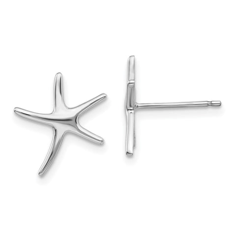 10K White Gold Polished Mini Starfish Earrings-WBC-10TE624W