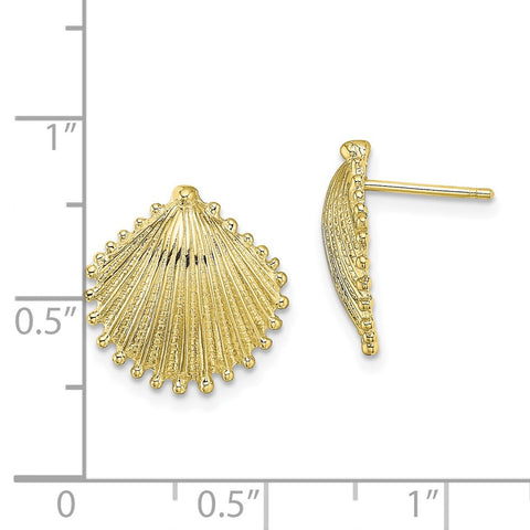 10K Scallop Shell Post Earrings-WBC-10TE779