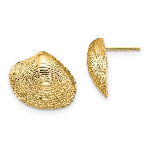 10K Clam Shell Post Earrings-WBC-10TE786