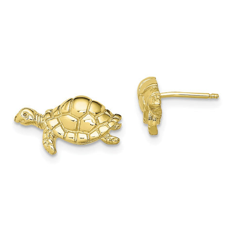 10K Polished Turtle Post Earrings-WBC-10TE857