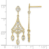 10K w/Rhodium Filigree Chandelier Dangle Earrings-WBC-10TE905