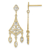 10K w/Rhodium Filigree Chandelier Dangle Earrings-WBC-10TE905