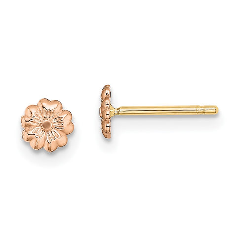 10k Rose Gold Flower Post Earrings-WBC-10TE942R