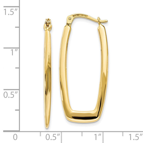 10k Polished 2.25mm Rectangle Hoop Earrings-WBC-10TF148