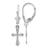 10k White Gold Cross Leverback Earrings-WBC-10TF1775W