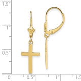 10k Polished Cross Leverback Earrings-WBC-10TF1776