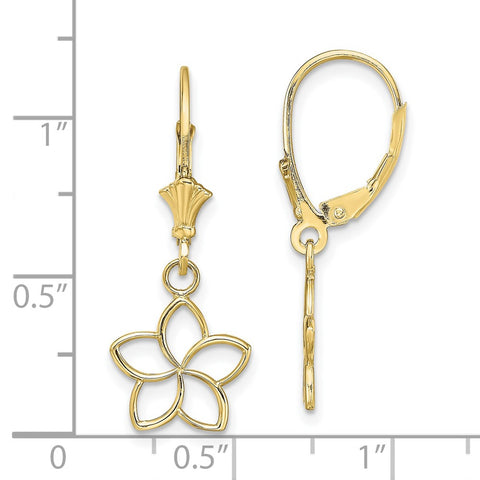10K Polished Cut-Out Flower Leverback Earrings-WBC-10TF1780