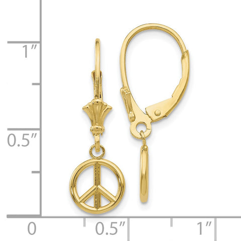 10K 3-D Peace Symbol Leverback Earrings-WBC-10TF1788