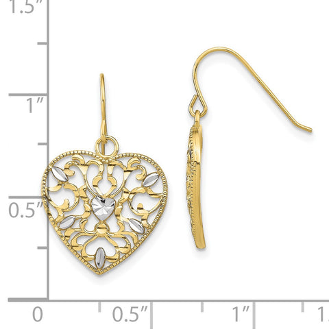 10k w/ RH Filigree Cut-Out Heart Wire Earrings-WBC-10TF1883