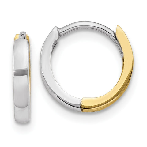 10k Two-tone 1.75mm Hinged Hoop Earrings-WBC-10TL157