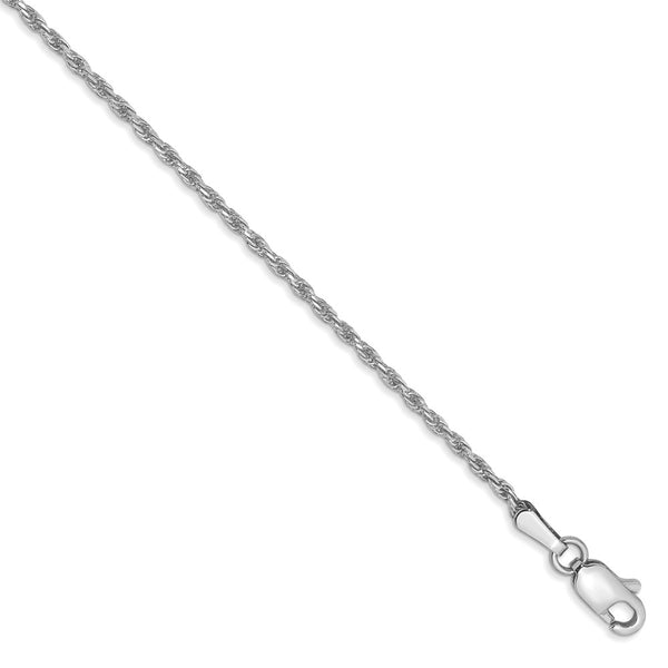 10k White Gold 1.3mm D/C Machine Made Rope Chain Anklet-WBC-10W012-9