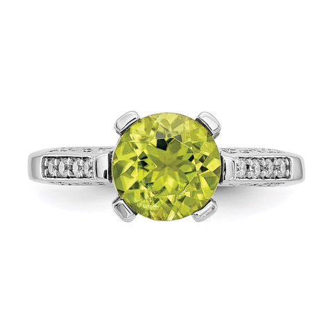 10k White Gold Diamond and Peridot Ring-WBC-10X199