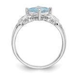 10k White Gold Aquamarine & Diamond Ring-WBC-10X207