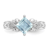 10k White Gold Aquamarine & Diamond Ring-WBC-10X207