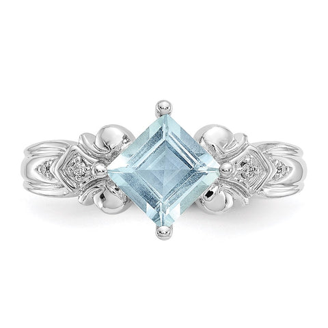 10k White Gold Aquamarine & Diamond Ring-WBC-10X207