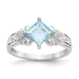 10k White Gold Aquamarine & Diamond Ring-WBC-10X207