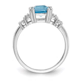 10k White Gold Diamond and Blue Topaz Ring-WBC-10X211