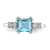 10k White Gold Diamond and Blue Topaz Ring-WBC-10X211