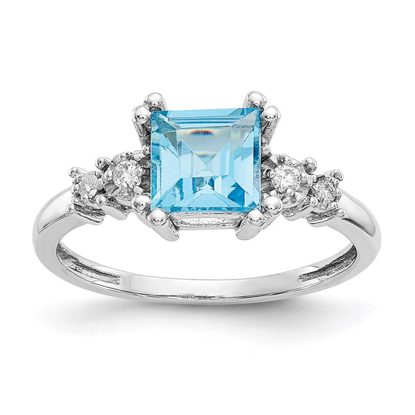 10k White Gold Diamond and Blue Topaz Ring-WBC-10X211