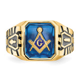 10k Blue Acrylic Men's Masonic Ring-WBC-10X27