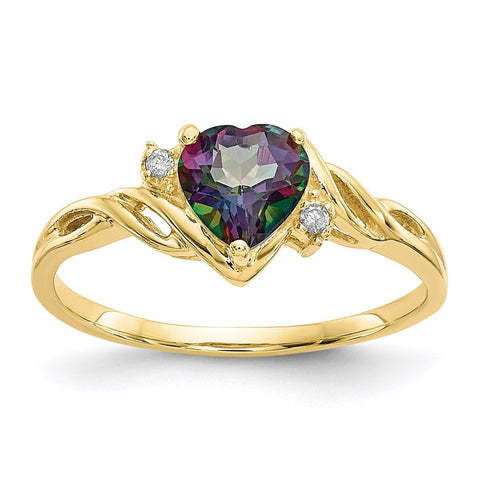 10k Heart Mystic Fire Topaz & .01ct Diamond Ring-WBC-10X57