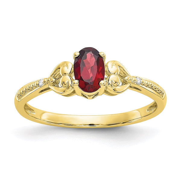 10K Garnet and Diamond Ring-WBC-10XB274