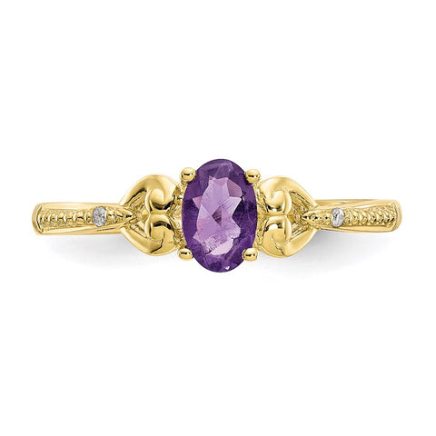 10K Amethyst and Diamond Ring-WBC-10XB275