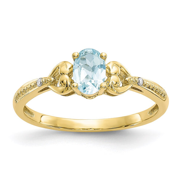 10K Aquamarine and Diamond Ring-WBC-10XB276