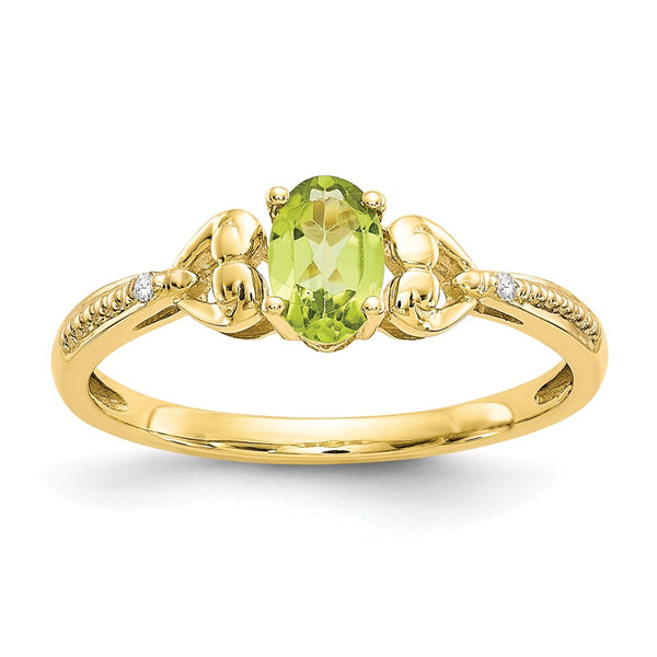 10K Peridot and Diamond Ring-WBC-10XB281