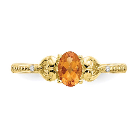 10K Citrine and Diamond Ring-WBC-10XB284