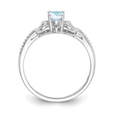 10k White Gold Aquamarine and Diamond Ring-WBC-10XB288