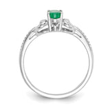 10k White Gold Emerald and Diamond Ring-WBC-10XB290