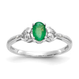 10k White Gold Emerald and Diamond Ring-WBC-10XB290