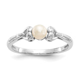 10k White Gold FW Cultured Pearl and Diamond Ring-WBC-10XB291