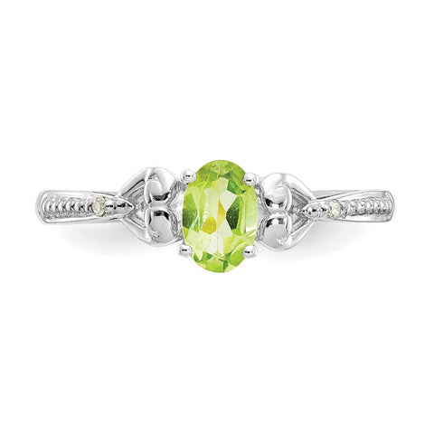 10k White Gold Peridot and Diamond Ring-WBC-10XB293