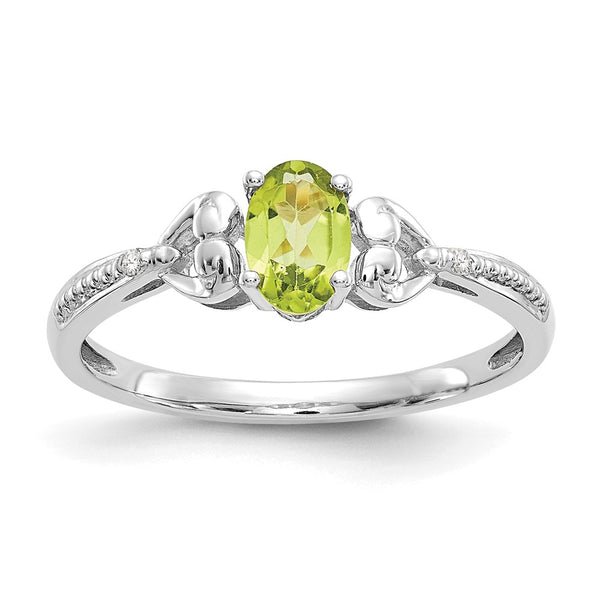 10k White Gold Peridot and Diamond Ring-WBC-10XB293