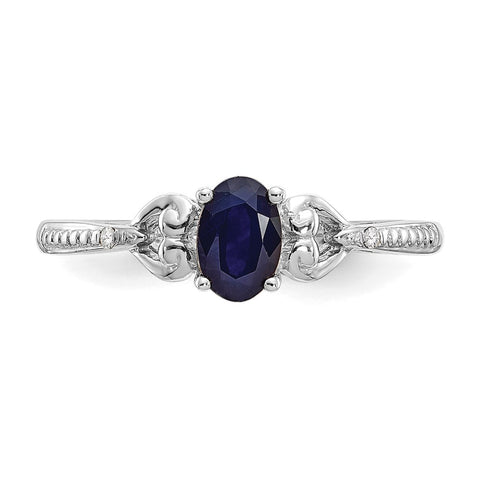 10k White Gold Sapphire and Diamond Ring-WBC-10XB294