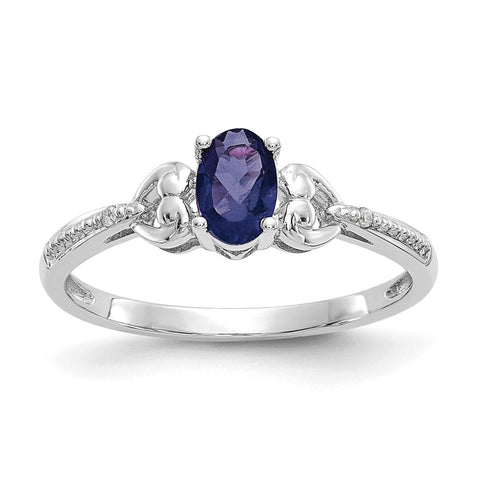 10k White Gold Sapphire and Diamond Ring-WBC-10XB294