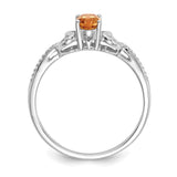 10k White Gold Citrine and Diamond Ring-WBC-10XB296