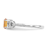 10k White Gold Citrine and Diamond Ring-WBC-10XB296