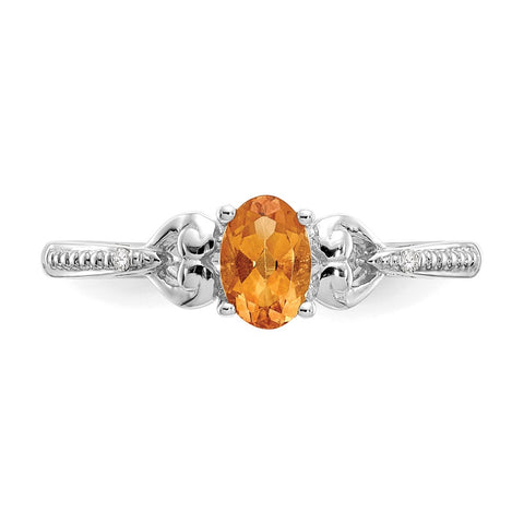 10k White Gold Citrine and Diamond Ring-WBC-10XB296