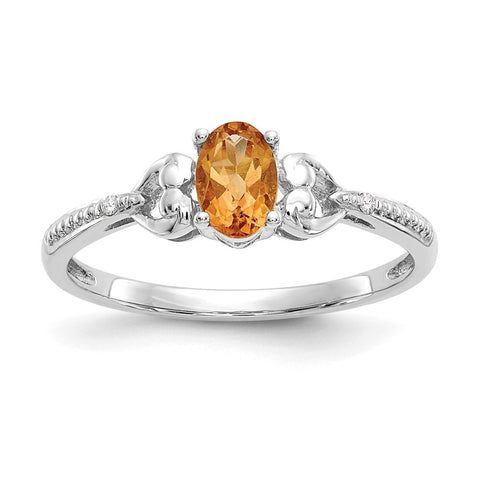 10k White Gold Citrine and Diamond Ring-WBC-10XB296