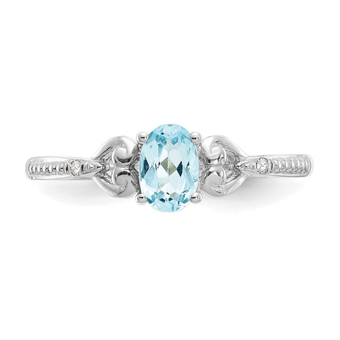 10k White Gold Swiss Blue Topaz and Diamond Ring-WBC-10XB297