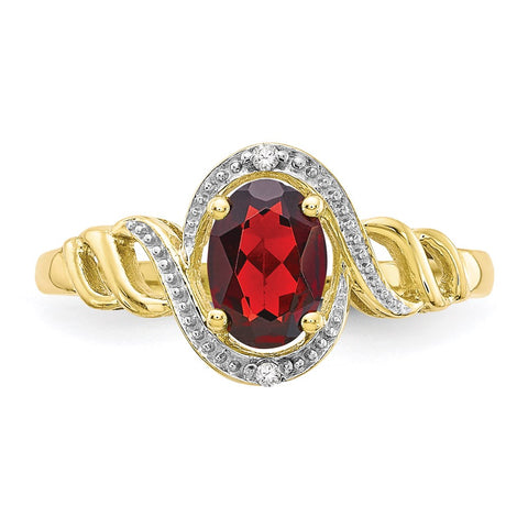 10K Garnet and Diamond Ring-WBC-10XB298