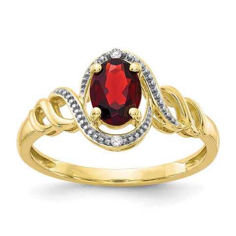 10K Garnet and Diamond Ring-WBC-10XB298